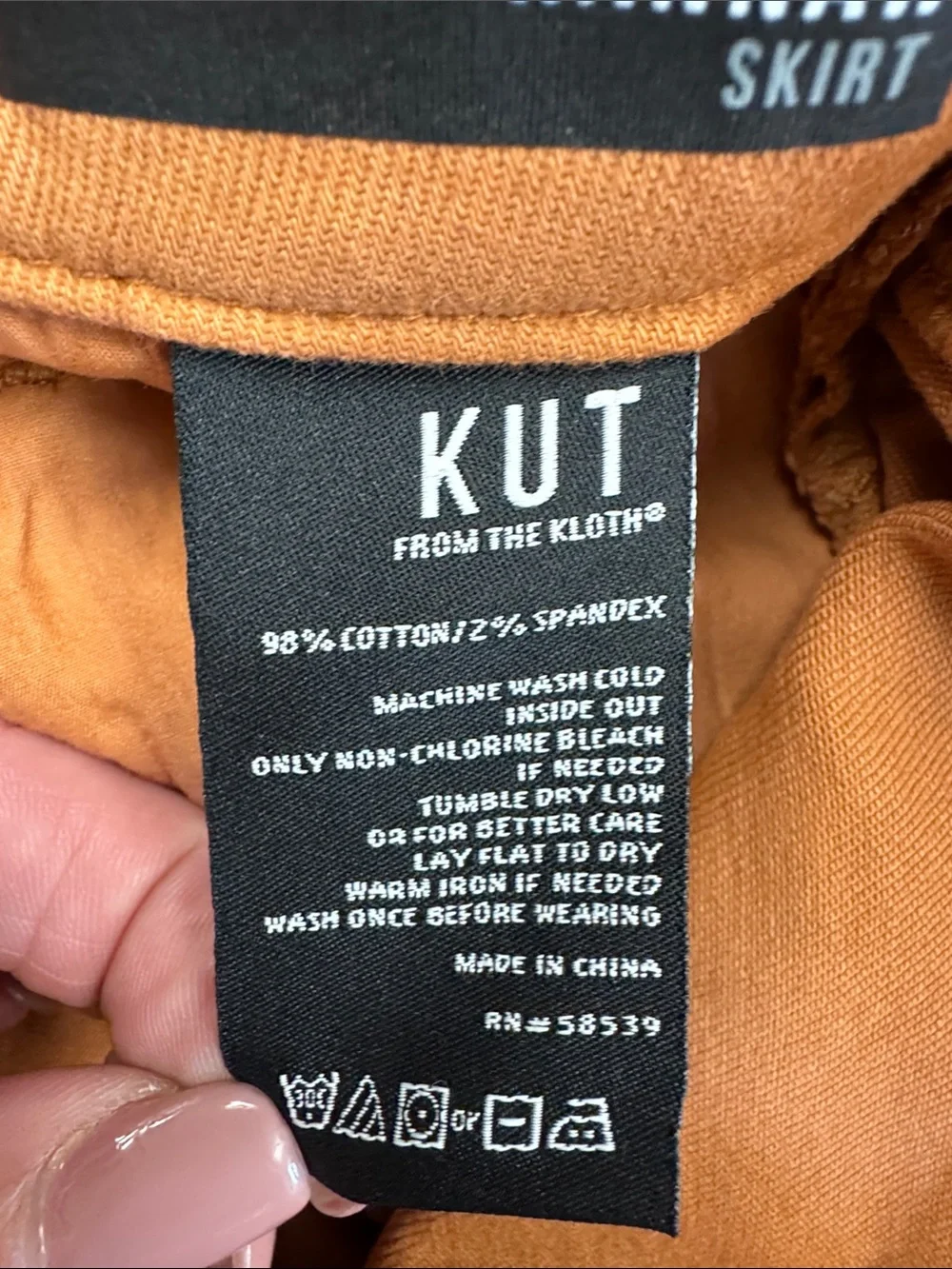 Kut from the Kloth Burnt Orange Denim Midi Skirt